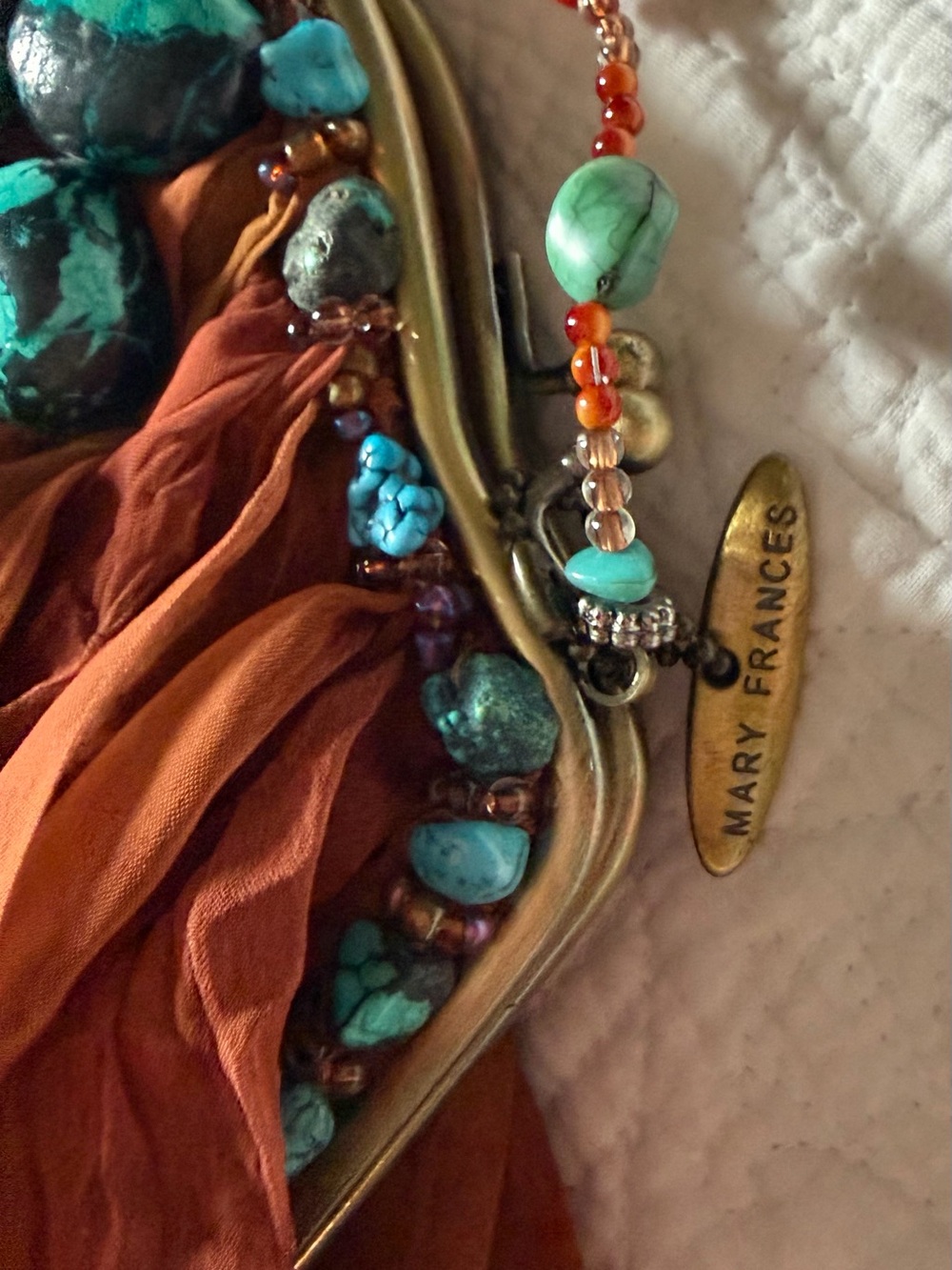 Mary Frances Multicolor Ruffled Crossbody with Turquoise Bead Accents - Picture 4 of 11